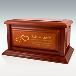 Large Traditional Cherry Wood Cremation Urn