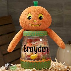 Personalized Pumpkin Candy Jar for Boys