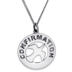 Sterling Silver Confirmation Dove Disc Pendant