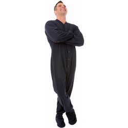 Navy Blue Fleece Adult Footed Pajamas