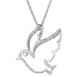Sterling Silver Diamond Dove Necklace
