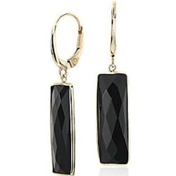 Black Onyx Rectangle Leverback Earrings