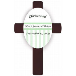 Child's Personalized Green Baptismal Cross