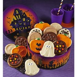 16 Halloween Cookies in Haunted House Tin