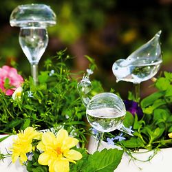 3 Hand-Blown Glass Plant Watering Globes