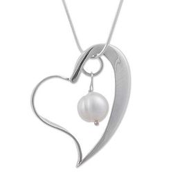 Circled by Love Cultured Pearl Heart Pendant Necklace
