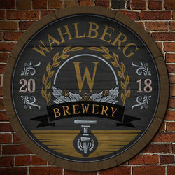 Wooden Keg Personalized Brewery Sign for Beer Lovers