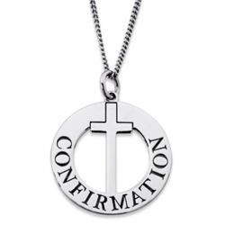 Sterling Silver Confirmation Cross Disc Necklace