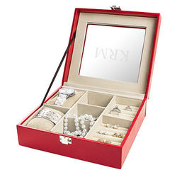 Personalized Red Leatherette Jewelry Box
