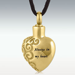 Always In My Heart Gold Stainless Steel Cremation Pendant