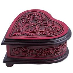 Keepsake Heart Leather Accented Wood Jewelry Box