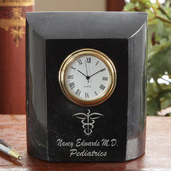 Personalized Medical Doctor Marble Desk Clock