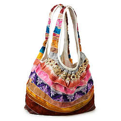 Ruffled Recycled Sari Bag