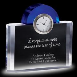 Personalized Sapphire Crystal Clock Award