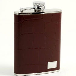 Brown Croco Leather Flask