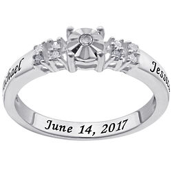 Sterling Silver Diamond Personalized Couple's Ring