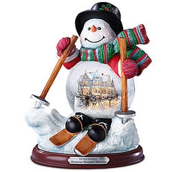 Snowman Snowglobe with Sculpted Village Scene