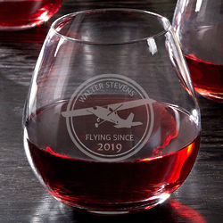 Aviator Custom Engraved Stemless Wine Glass