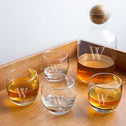 Personalized Glass Decanter with Wood Stopper Set