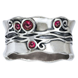 Waves and Garnets Ring in Sterling Silver