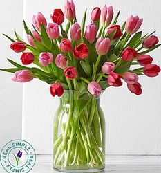 Valentine's Day Tulips with Clear Vase