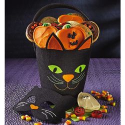 Trick or Treat Cat Cookie Pail with Felt Mask