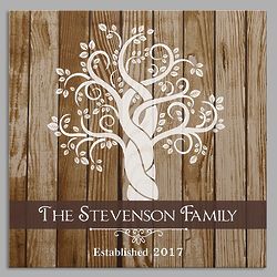 Personalized Family Tree Square Canvas Art Print