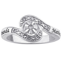 Sterling Silver Diamond Name Duo Solitaire Ring