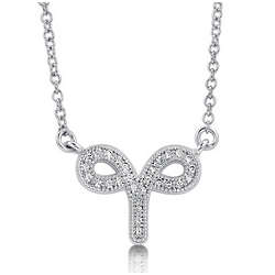Sterling Silver Cubic Zirconia Aries Zodiac Sign Necklace