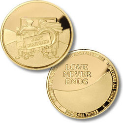 Engravable Just Married Keepsake Military Coin