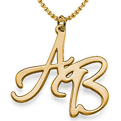 Two Initial Necklace in 18 Karat Gold Plating