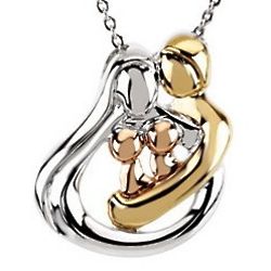 Tri Color Embraced by the Heart Family Bond Necklace