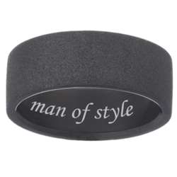 Black Stainless Steel Engraved Band