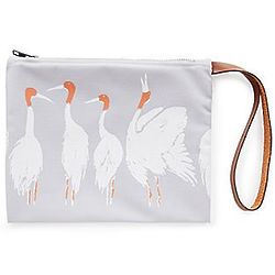 Upcycled Canvas Clutch with Cranes