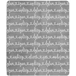 Personalized Written with Love Gray Plush Blanket