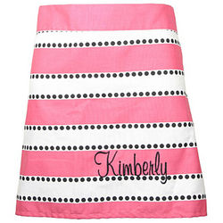 Personalized Pink Stripes A-Line Waist Apron