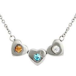 3 Stone Family of Hearts Custom Birthstone Necklace