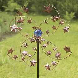 Metal Starry Circles Wind Wheel with Glow Ball