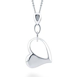 Rhodium-Plated Sterling Silver Open Heart Pendant