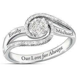 Our Love For Always Diamond Personalized 2 Name Ring