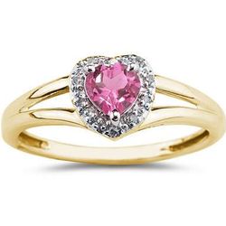 Heart Shaped Pink Topaz and Diamond Ring