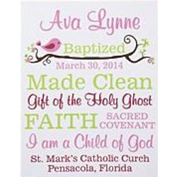 Personalized Baptism Information Canvas Wall Art
