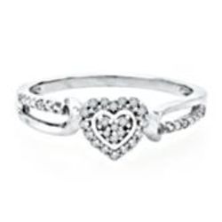 Diamond Heart Promise Ring in Sterling Silver