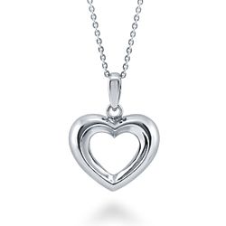 Love's Embrace Rhodium-Plated Sterling Silver Open Heart Pendant