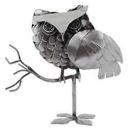 Owl on a Branch Recycled Auto Part Sculpture