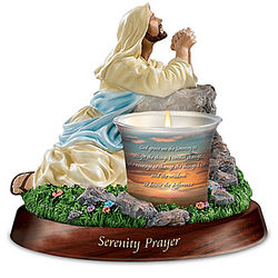 Serenity Prayer Jesus Sculpture Tealight Candleholder