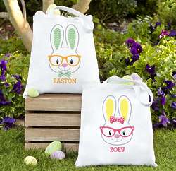 Personalized Smart Bunny in Glasses Easter Tote Bag