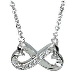 Sterling Silver Cubic Zirconia Infinity Hearts Necklace
