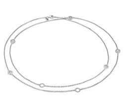 Long Disc Station Link Necklace in Sterling Silve