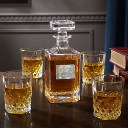 Royal Crest Personalized Liquor Decanter and 4 Glasses